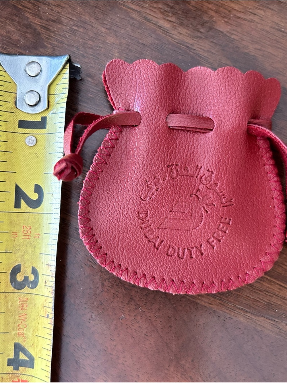 Leather Drawstring Pouch - Red - Picture 3 of 3